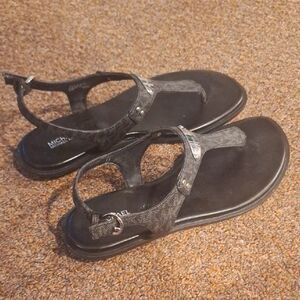 Michael Kors Black T-Strap Sandals